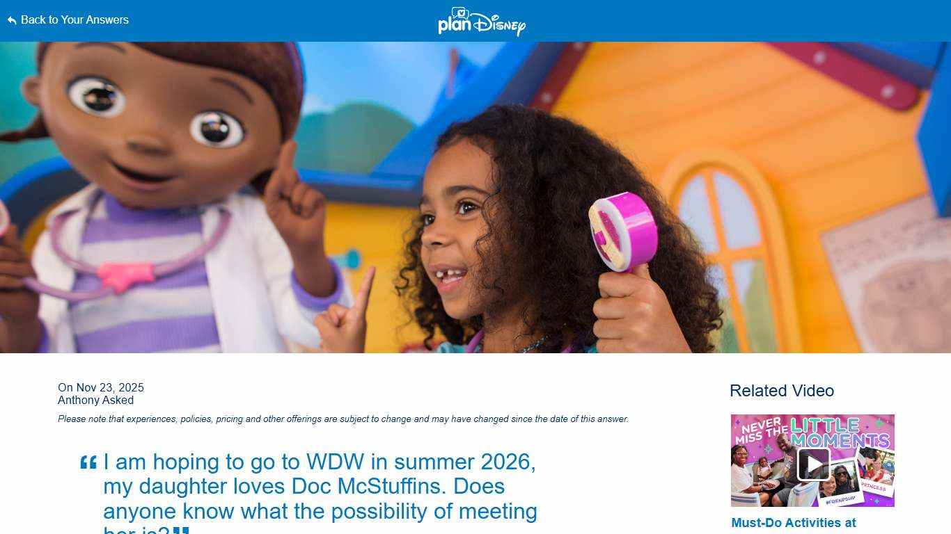 I am hoping to go to WDW in summer 2026, my d... | planDisney